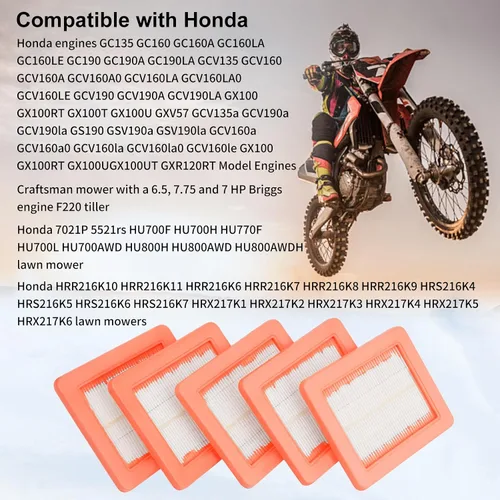 Vista 6 de 2 filtros de aire 17211-Z8B-901 compatibles con Honda HRX217 HRR216 HRC216 HRT216 HU800AWD HRB216 HRB217 HRS216 HRZ216 GCV160LAO GCV190LA GC190LA