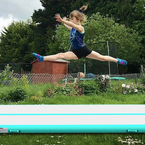 Vista 7 de Colchoneta inflable para gimnasia con bomba de aire eléctrica, pista de gimnasia para uso doméstico, entrenamiento, animadoras, niños, gimnasio, yoga