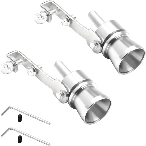 Vista 8 de 2 piezas de simulador de silbato de sonido turbo, resonador de válvula de soplado de aleación de aluminio para escape de auto, silbato de cola
