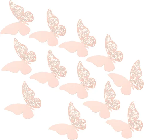 Vista 8 de 12 calcomanías de pared de mariposa 3D, decoración de pared de bricolaje, mariposas de papel extraíbles, decoración de dormitorio de niños y boda