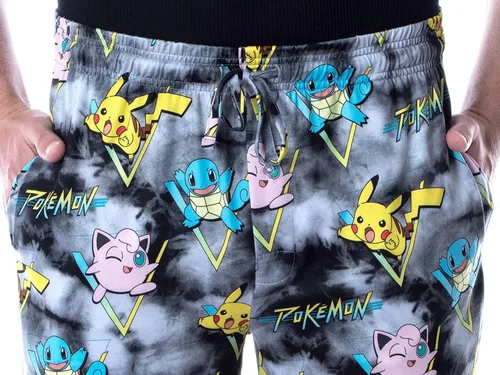 Vista 3 de Pokémon Pikachu Squirtle and Jigglypuff Tie Dye - Pantalones de pijama para adultos