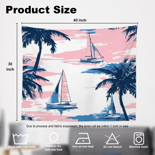 Vista 5 de Shrahala Beach Vacation Seaside Relaxation Tapestry, Nautical Summer Getaway Wall Hanging Hd Print Polyester Backdrop For Dorm Room Bedroom 30 X 40