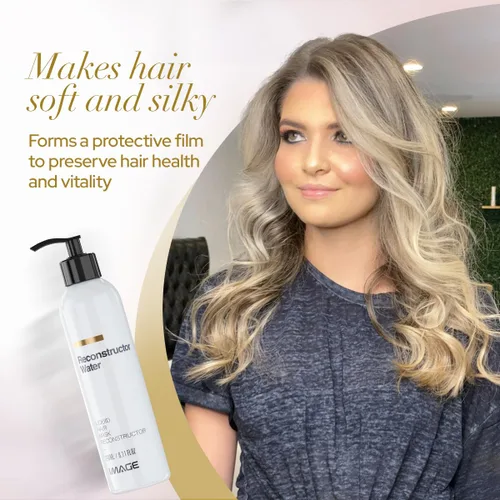 Vista 8 de Image Reconstructor Water - Mascarilla líquida para cabello dañado y tratado químicamente - Repara, hidrata y protege con pantenol, aminoácidos