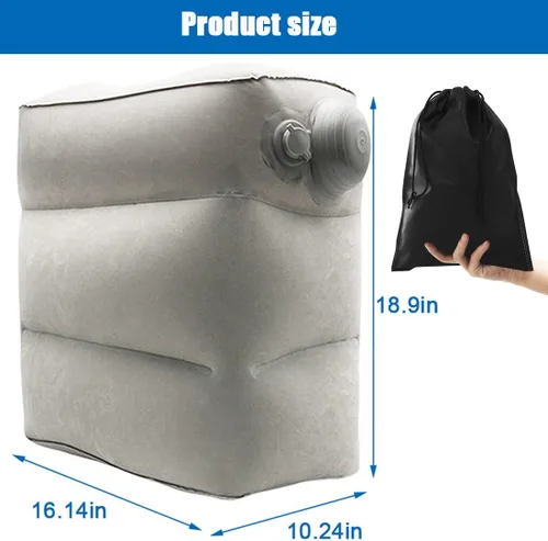 Vista 2 de Paquete de 2 reposapiés inflables para viajes aéreos, reposapiés de viaje en avión, altura ajustable, coche/avión, almohada reposapiés con bomba