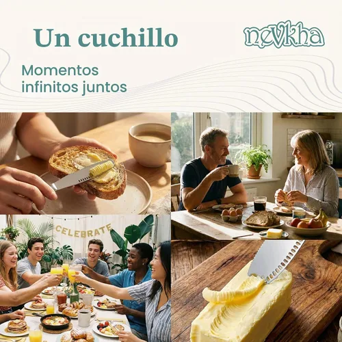 Vista 5 de Cuchillo de mantequilla de acero inoxidable Nevkha - Cuchillo listo para mantequilla de 3 en 1, esparcidor de mantequilla y gadget de cocina