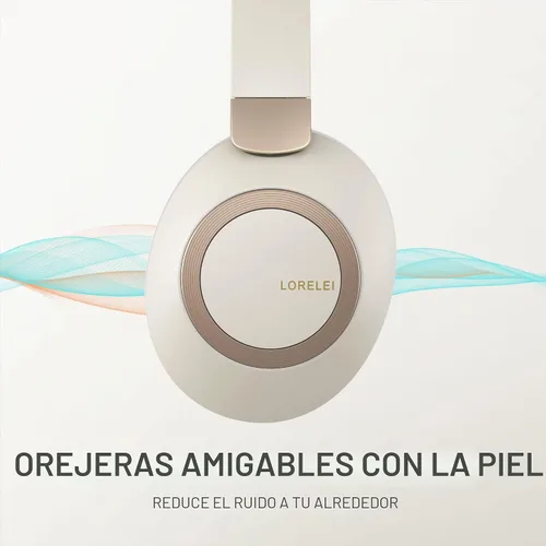 Vista 4 de LORELEI B-C6 - Auriculares inalámbricos sobre la oreja, auriculares Bluetooth plegables y ligeros de 50 horas de reproducción, graves profundos