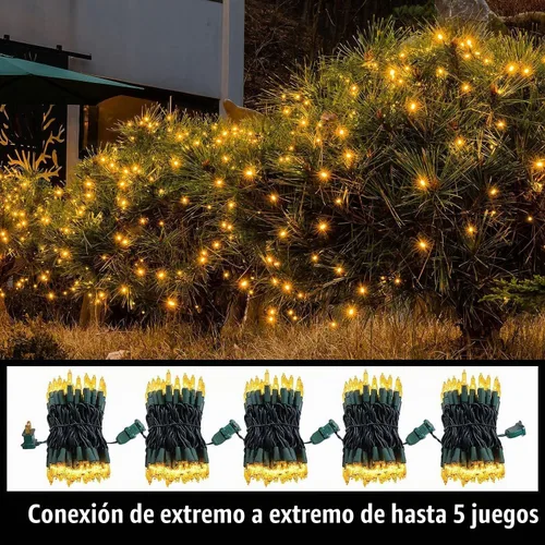 Vista 3 de LAMPHOME Cadena de luces navideñas, juego de 100 mini luces incandescentes para uso en interiores y exteriores (Amarillo)