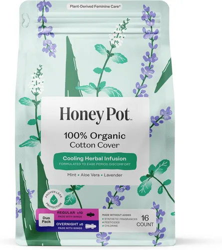 Vista 10 de The Honey Pot Company - Almohadillas herbales para mujeres - Noche entera con alas - Infundidas con aceites esenciales para efecto refrescante