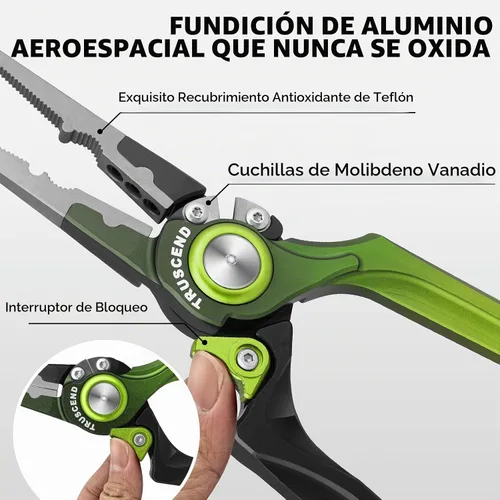 Vista 4 de TRUSCEND Alicates de Pesca Bloqueables Prácticos con Mango Ergonómico Innovador, Herramienta de Pesca Recubierta de Teflón Resistente a la Corrosión
