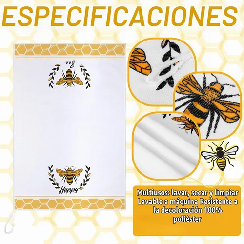 Vista 5 de Bencailor 6 Pcs Bee Sunflower Kitchen Set Include 4 Dish Towels and 2 Kitchen Aprons for Spring Summer Women Housewarming