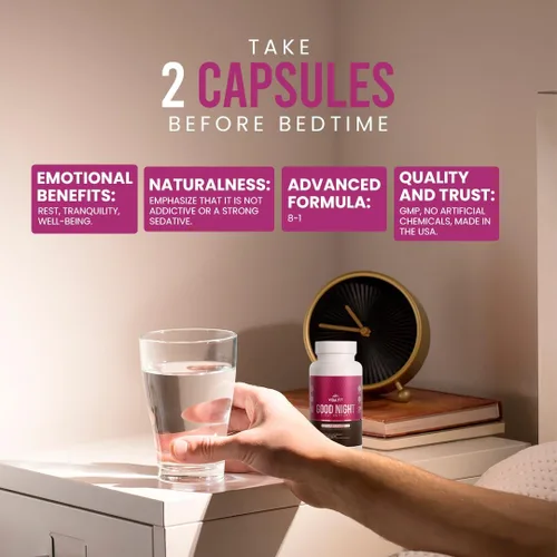 Vista 5 de Ayuda natural para dormir para adultos, suplemento para dormir, calma natural, melatonina con L-teanina, glicinato de magnesio, Ashwagandha, GABA
