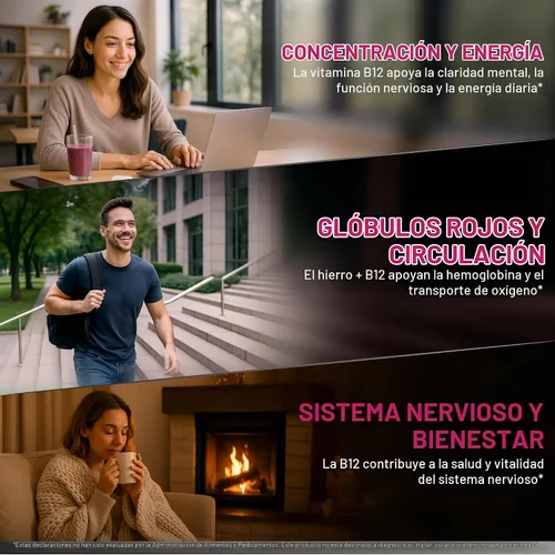 Vista 5 de New Elements Suplemento de hierro líquido para mujeres y hombres con vitamina B12 de 5000 mcg, constructor de sangre libre para la anemia, gotas