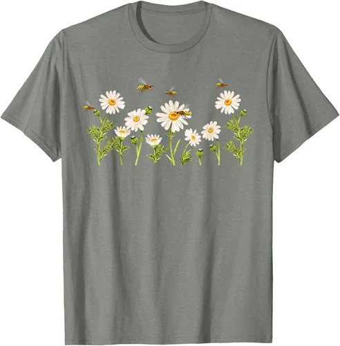 Vista 70 de Marguerites Daisy - Camiseta de verano con margaritas de jardín de flores, Negro, S