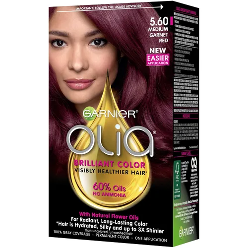 Vista 8 de Garnier Olia Tinte de cabello sin amoníaco [5.60] rojo granate medio, 1 unidad 5.6 Rojo granate medio