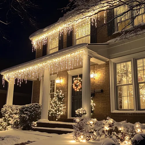 Vista 5 de Dazzle Bright Luces de carámbano de Navidad, 88.5 pies, 1080 LED, 8 modos, cortina de luces con 180 gotas, tira de luces de Navidad para decoración