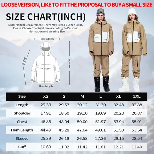 Vista 6 de HIGH EXPERIENCE Chaqueta de esquí para snowboard, nieve, invierno, impermeable, aislada, resistente al viento, chaqueta cálida con capucha