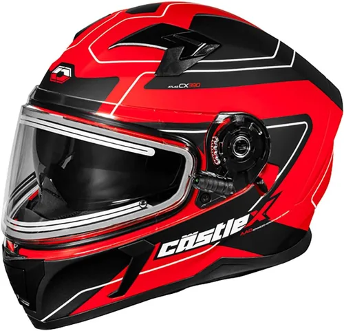 Vista 5 de Casco eléctrico Castle X CX390 Atlas para motos de nieve, cara completa, rosa brillante mate/negro - XS