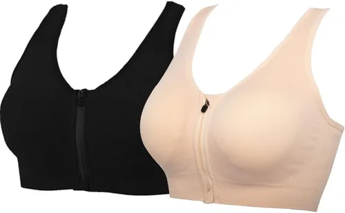 Vista 16 de Medium Support and Removable Pad Tank Top Racerback Post Surgery Sports Bras for Women Albaricoque/Negro/Gris