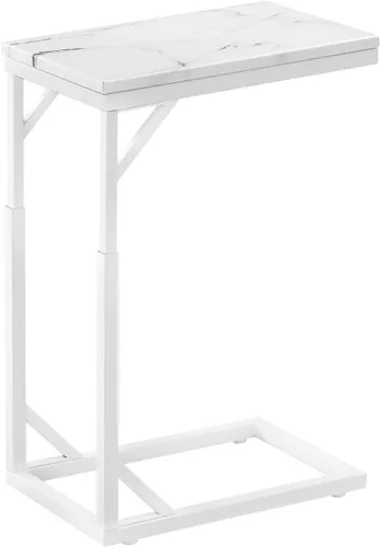 Vista 8 de Mesa auxiliar en forma de C, mesa de sofá pequeña con marco de metal, mesa auxiliar de altura ajustable para sofá, sala de estar, dormitorio, mesita