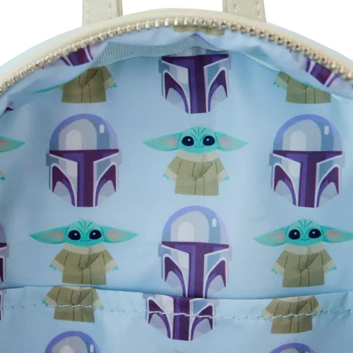 Vista 6 de Loungefly The Mandalorian Grogu Stone - Mini-mochila que brilla en la oscuridad, exclusiva de Tienda