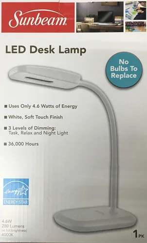 Vista 4 de SUNBEAM Lámpara de escritorio LED de cuello flexible Luz ajustable Energy Star Negro