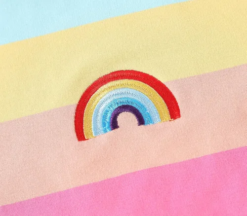 Vista 4 de Julerwoo Sudaderas de algodón para niñas con cremallera completa, con estampado de arcoíris y unicornio, 2-12 años