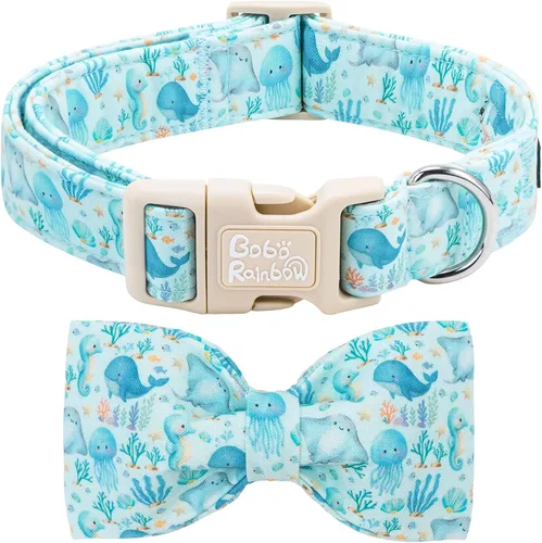 Vista 28 de Collar para perro, con estampado de tiburón, collar para cachorro, collar para mascotas, collar de lazo para perros, suave, duradero, ajustable
