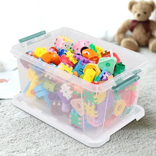 Vista 6 de Caja transparente de 14 cuartos de galón con tapa y asa, bolsa de almacenamiento de plástico juego de 6