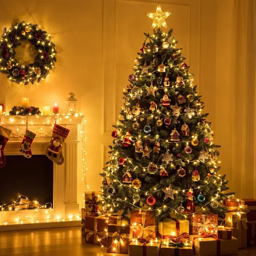 Vista 7 de Macarrie USB String Lights 33 ft 100 LED Fairy Lights Powered String for Christmas Indoor Outdoor Wedding Party Tree Home Festival Garden Black