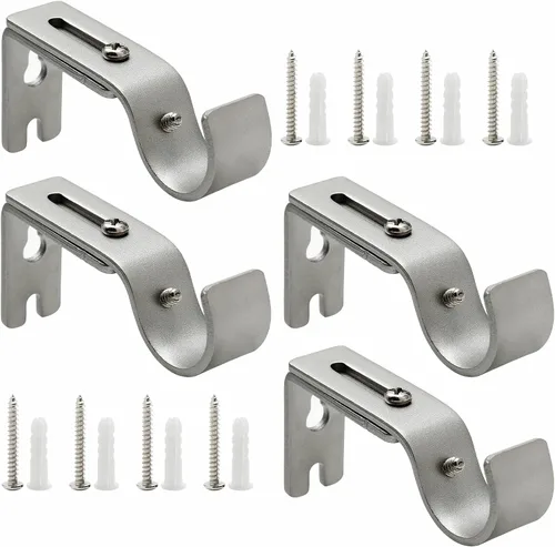 Vista 10 de 4 soportes ajustables para barra de cortina, 5/8-3/4 pulgadas Negro