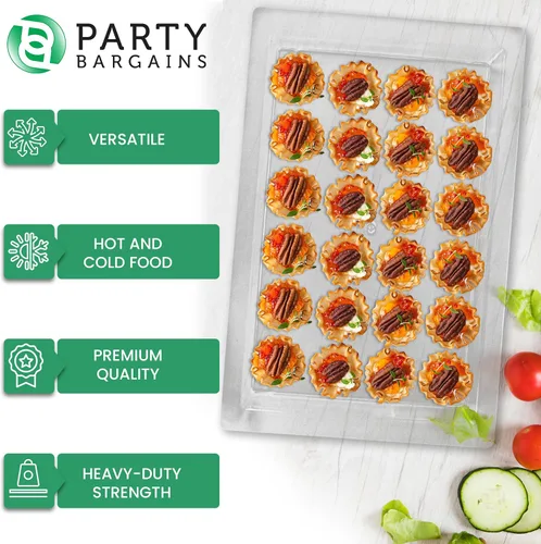Vista 6 de PARTY BARGAINS Bandejas de plástico para servir de 16 x 11 pulgadas, paquete de 4 bandejas desechables de plástico transparente, excelentes