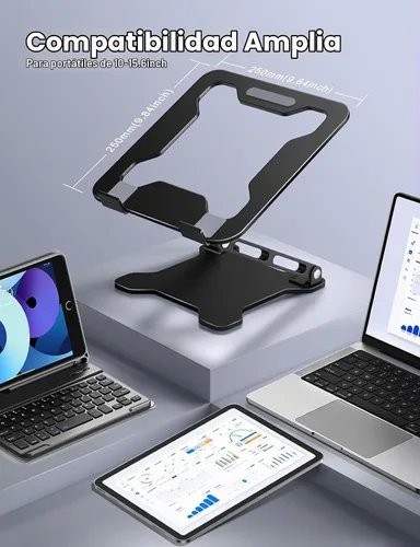 Vista 7 de LOXP Soporte ajustable para computadora portátil para escritorio, soporte