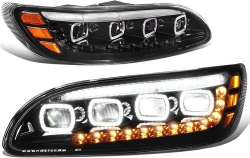 Vista 12 de DNA MOTORING HL-HAY-020-CH Par de faros de halo completos con señal de giro secuencial LED, medio anillo, compatible con modelos 08-14 Dodge