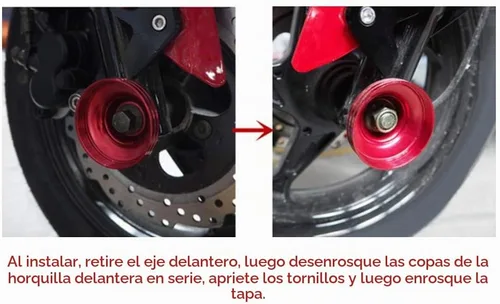 Vista 7 de Keenso - Protector de choque de rueda de aluminio CNC para la mayoría de motocicletas, motocicletas, ciclomotores, scooters (rojo)