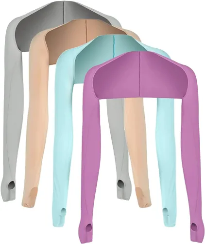 Vista 13 de 4 piezas de protección UV, chal de sol, manga de enfriamiento para brazo con orificio para el pulgar para mujeres y hombres, ciclismo, conducción