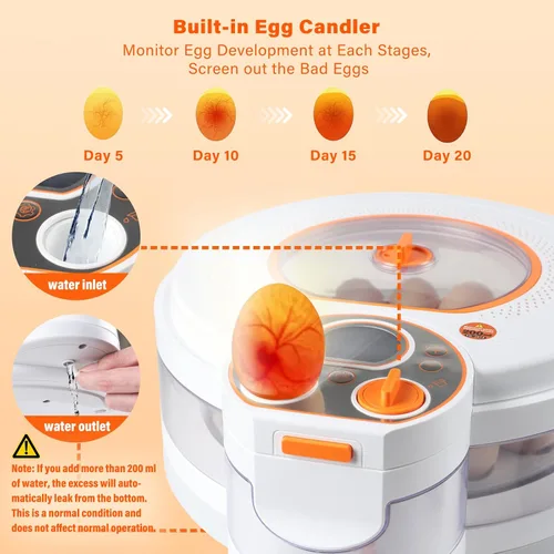 Vista 9 de Incubadora de huevos para incubar huevos: Turner automático ±1°F Temperatura