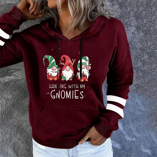 Vista 2 de Fragarn Suéter de manga larga con capucha para mujer con estampado de fiesta de Navidad