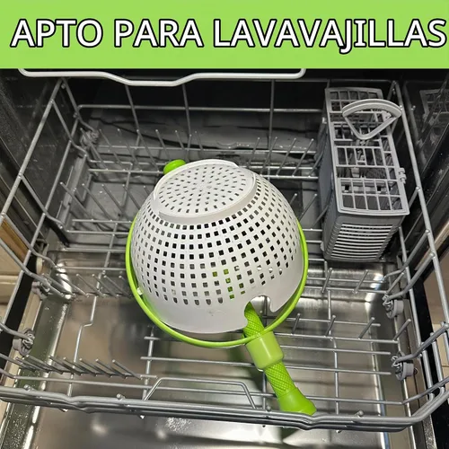 Vista 5 de Escurridor de ensalada plegable 3 en 1, colador de ahorro de espacio de 3 cuartos y secadora de verduras, plegable para un fácil almacenamiento