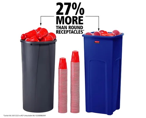 Vista 7 de Rubbermaid Commercial - bote de basura cuadrada intocable, cuadrado, Gris