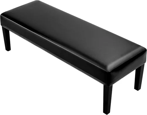 Vista 22 de YISUN Fundas de banco de jacquard para comedor, funda elástica lavable y extraíble para banco, protector de asiento rectangular para bancos de Beige