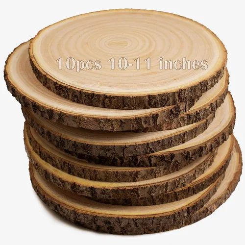 Vista 9 de 2 piezas de rodajas de madera grandes para centros de mesa de 11-12 pulgadas, rodajas redondas de madera para decoración de mesas, círculos
