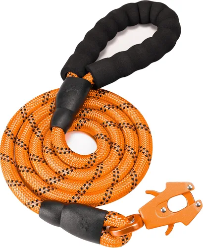 Vista 8 de GEIT Correa para perro de 2/4/5/6 pies, correas de cuerda resistentes, correa de nailon reflectante para mascotas con clip táctico de rana