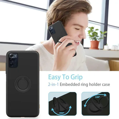 Vista 5 de Para Consumidor Celular ZMAX 5G Z7540 Caja Del Teléfono Con Protector De Pantalla De Vidrio, Soporte De Anillo Giratorio De 360 ° Soporte Magnético