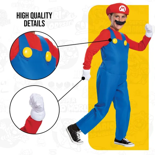 Vista 4 de The Super Mario Brothers - Disfraz de Mario Deluxe para niños