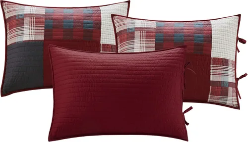Vista 3 de Woolrich Juego de funda para sofá cama, estilo de vida de cabaña, retazos con diseño de alce para todas las estaciones, capa de ropa de cama ligera