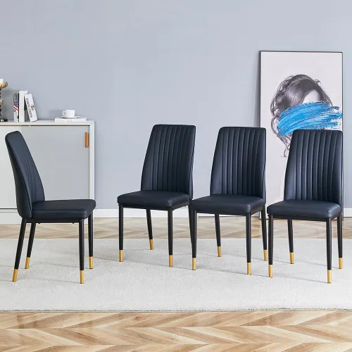 Vista 13 de Juego de 4 sillas de comedor modernas, de piel sintética, con patas de metal, para comedor, oficina, sala de espera (juego de 4, color blanco)