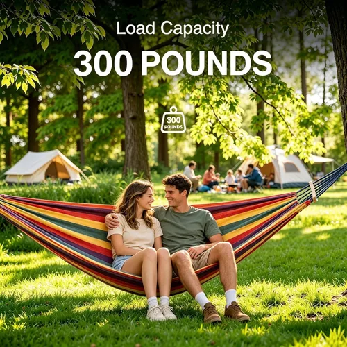 Vista 4 de Hamaca doble con soporte de acero que ahorra espacio, capacidad de 400 libras, soporte de marco de hamaca portátil resistente para hamacas de 9 a 13
