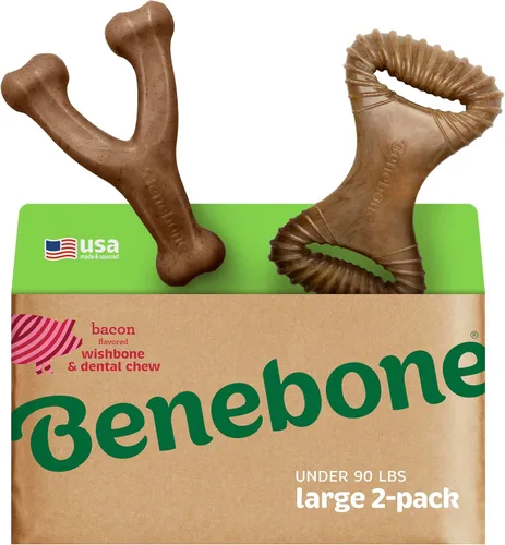 Vista 14 de Benebone - Paquete de 2 juguetes masticables duraderos para perros, diseño Maplestick/Zaggler, tocino real, madera de arce real, fabricados