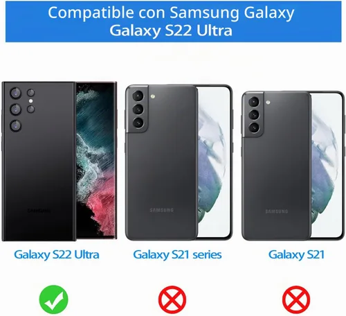 Vista 2 de Protector de lente de cámara para Samsung Galaxy S22 Ultra, protectores de lente individuales con marco de alineación, funda protectora de pantalla