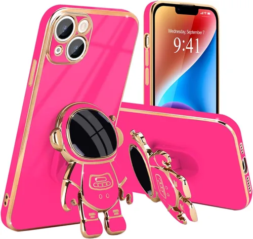 Vista 23 de Pepmune Funda compatible con iPhone 14 Plus, diseño de soporte de astronauta en 3D, protección de cámara, a prueba de golpes, suave funda para Apple